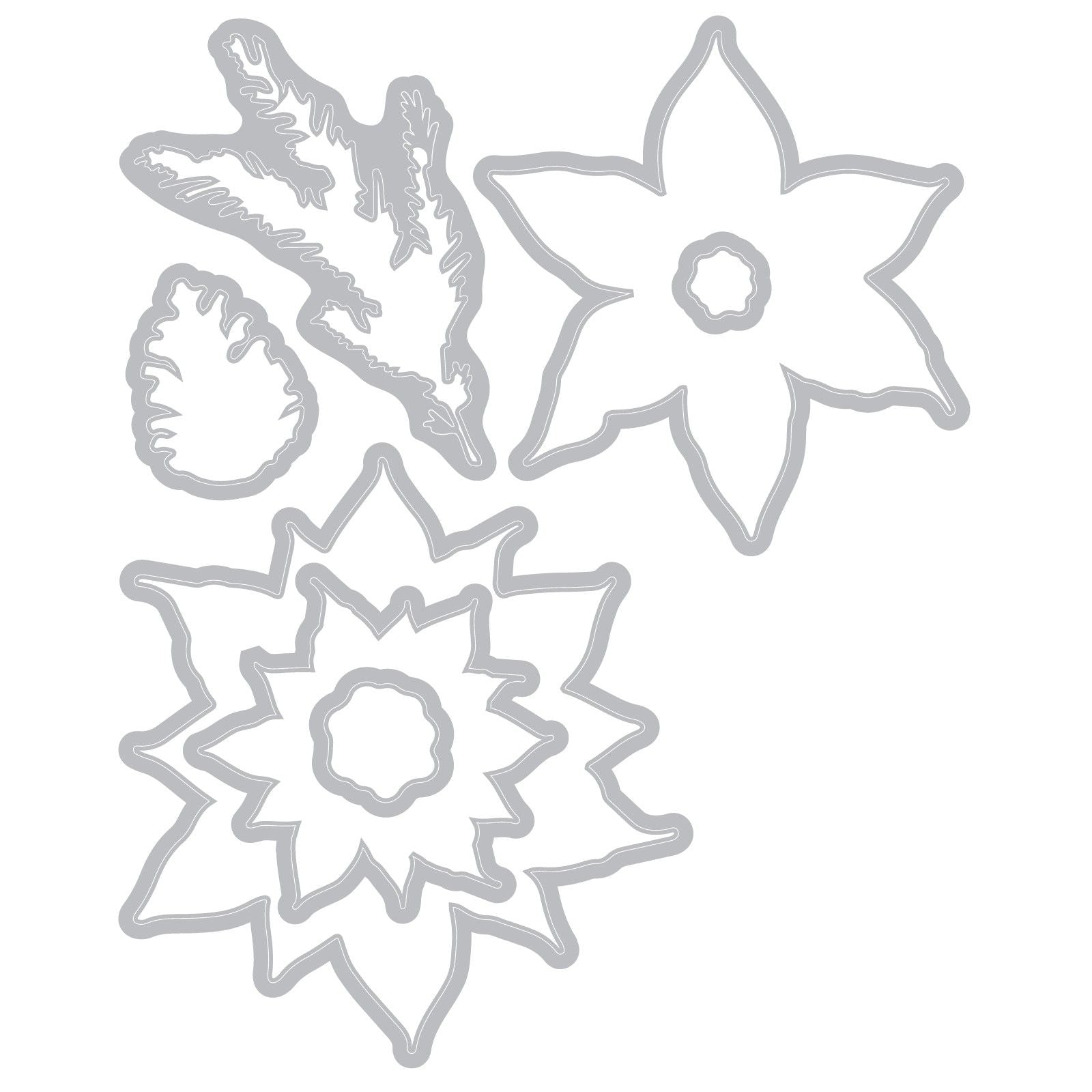 Sizzix • clear stamp set with framelits poinsettia trio by 49 and market 26pcs