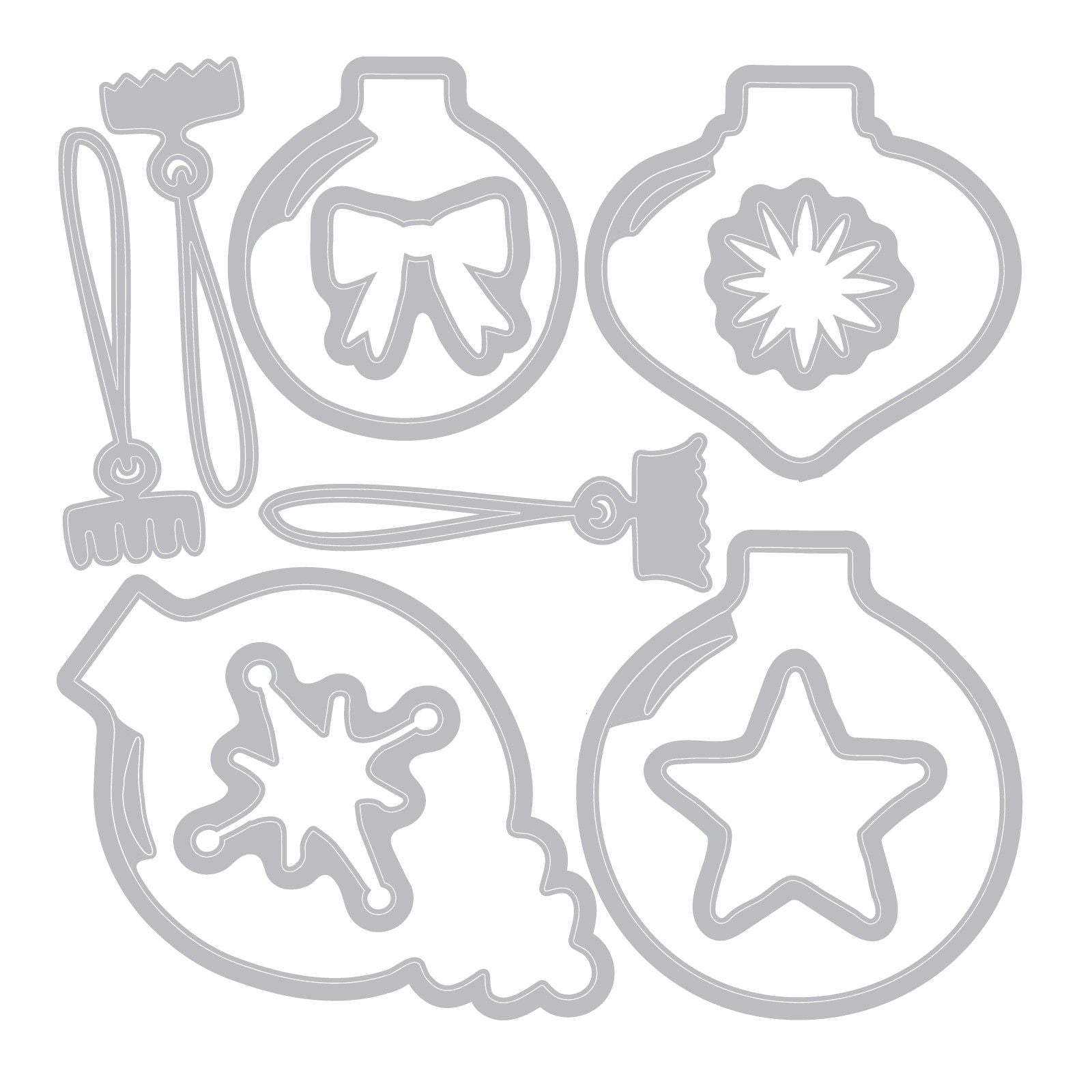 Sizzix • clear stamp set with framelits baubles by 49 and market 30pcs