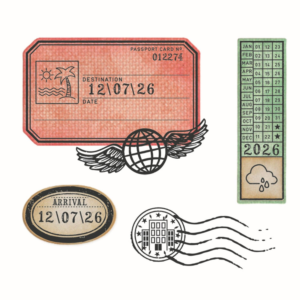 Sizzix • clear stamps set 62pcs 4pcs framelits globetrotter’s mark by 49 market