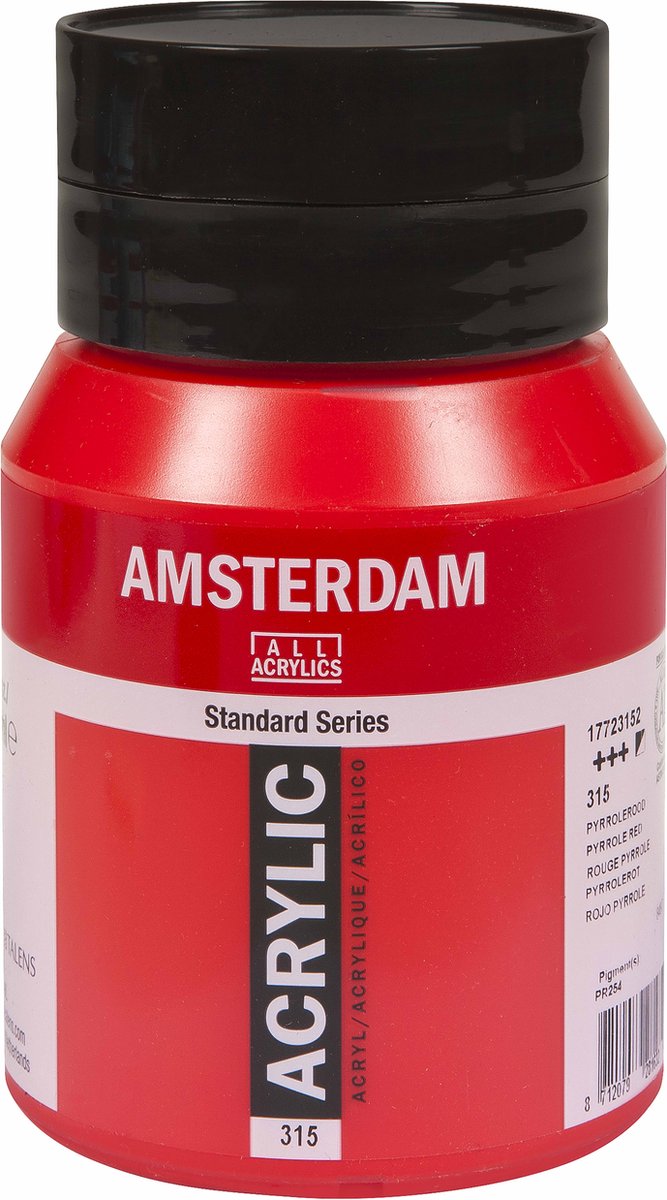 Amsterdam standard series acrylverf pot 500 ml pyrrolerood 315