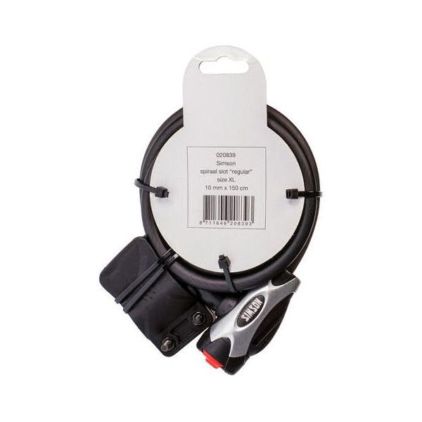 Simson Kabelslot Regular XL - 10x150cm - Zwart - Geen ART - Fiets