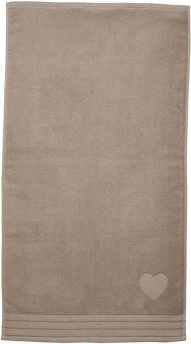 Riviera maison heart strandlaken - 100x180 cm - taupe
