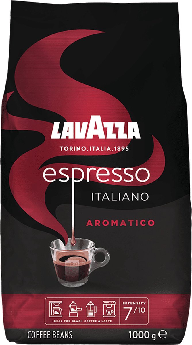Lavazza espresso italiano aromatico koffiebonen - koffie blend van robusta en arabica bonen - intensiteit 8 10 - 1 kg