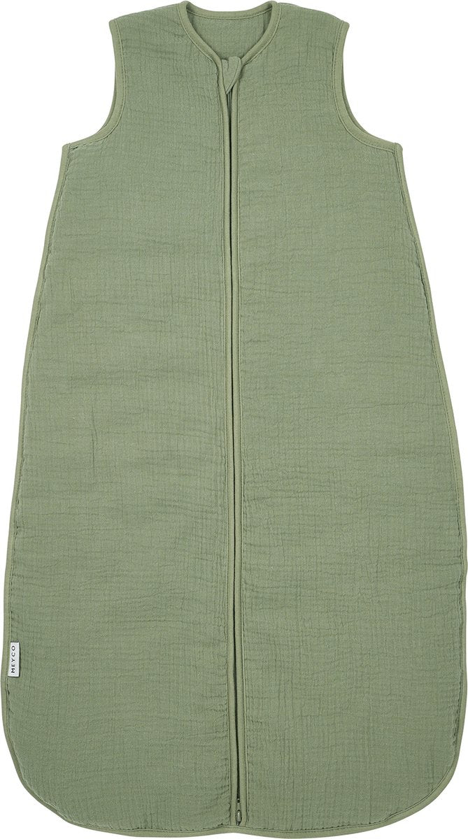 Meyco baby uni baby slaapzak gevoerd - pre-washed hydrofiel - olive green - 110cm - 2.0 tog