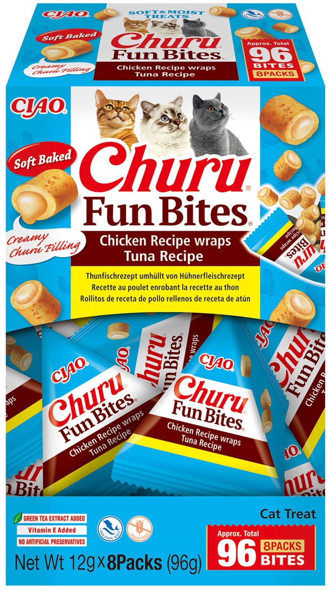Inaba churu fun bites chicken wraps - kattensnack - tonijn 12x8 g