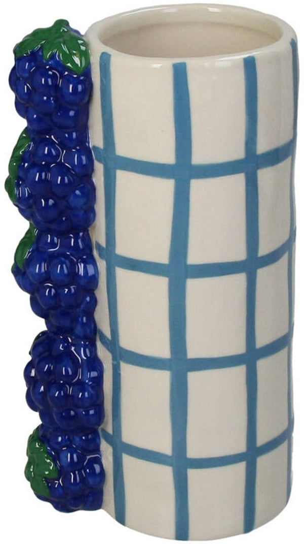 Hd collection vase grape stoneware blue 11x8x18.5cm