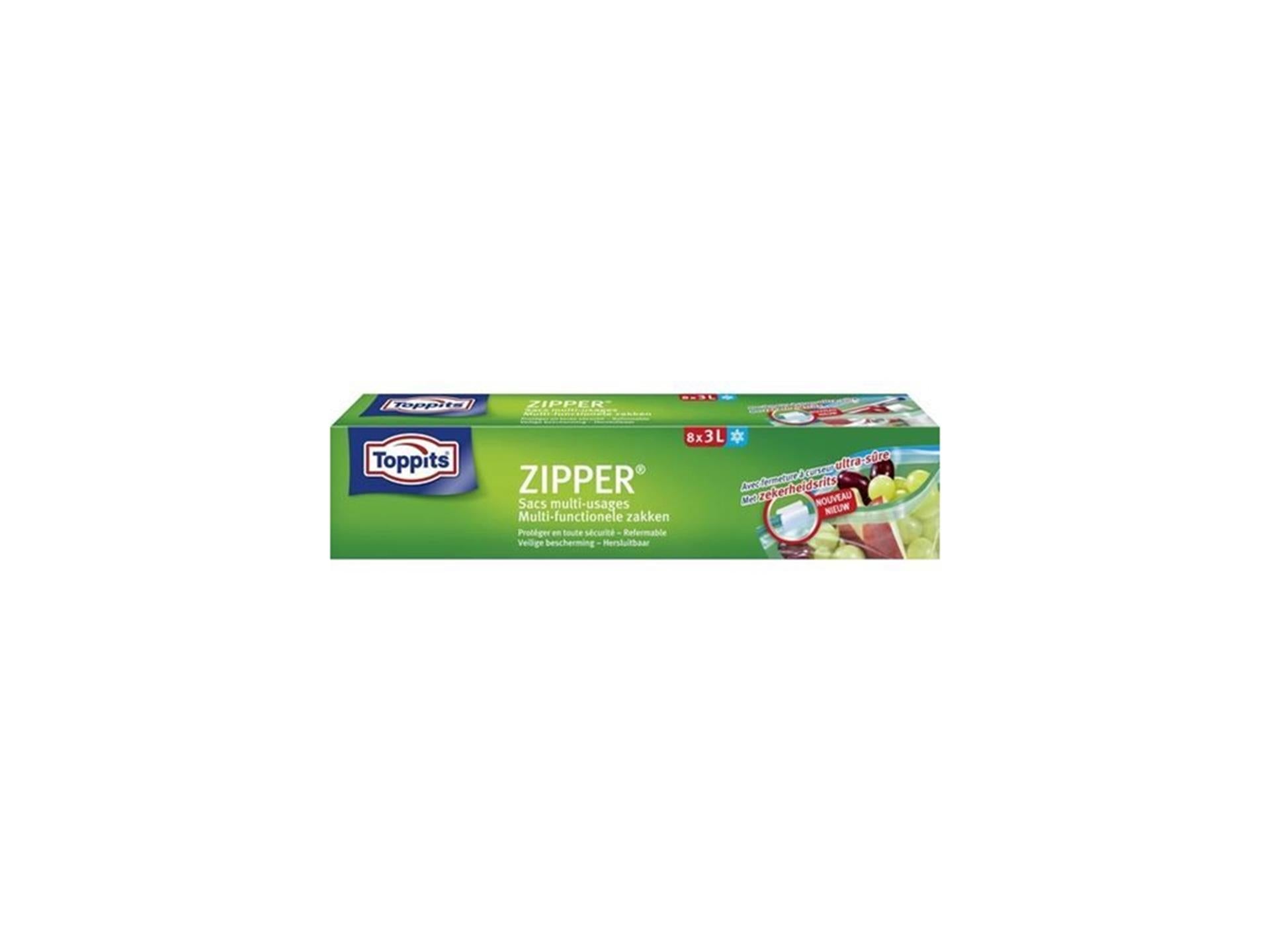 Toppits rits multifunctionele zakken 3 liter 8 stuks