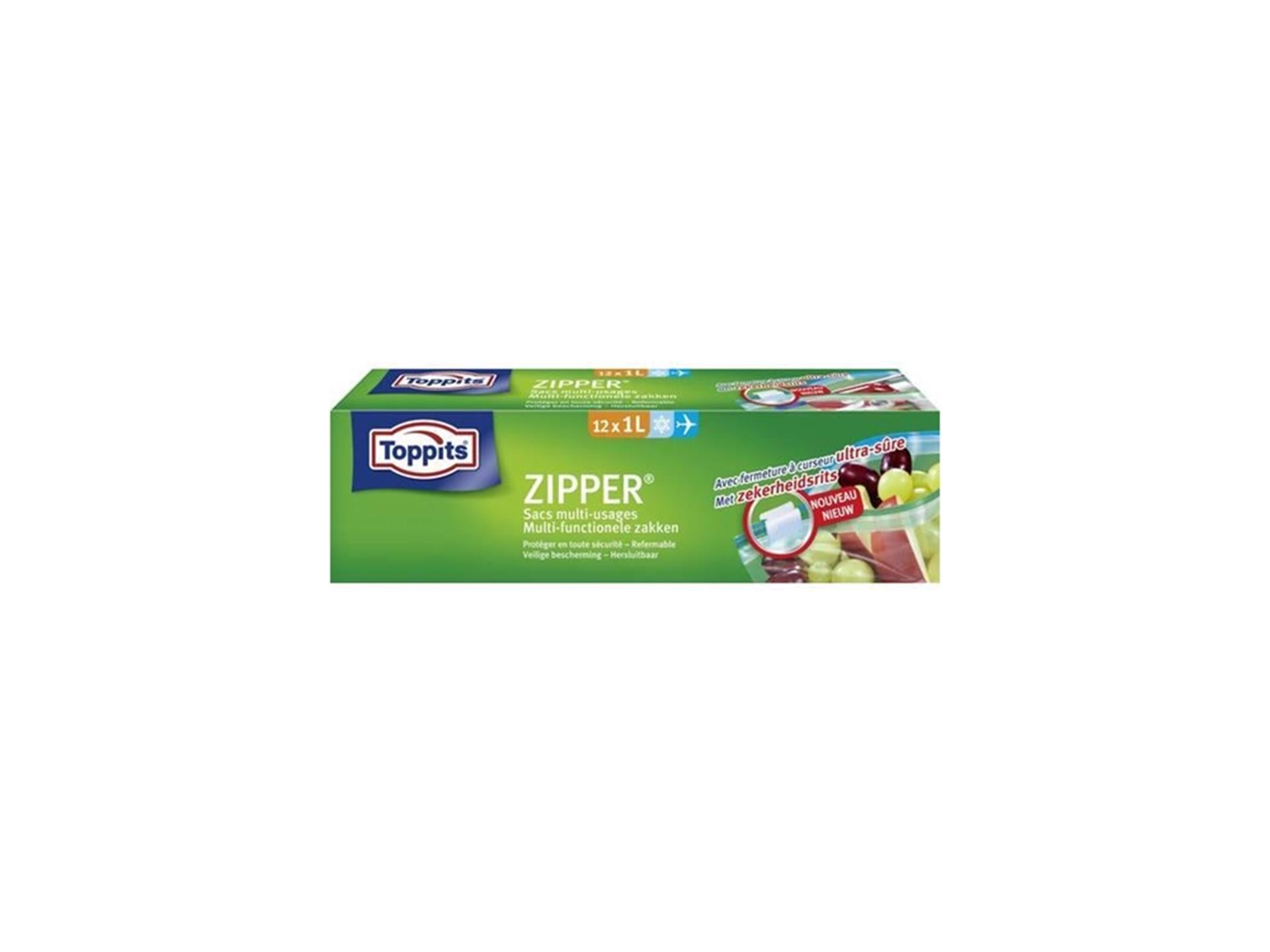Toppits rits multifunctionele zakken 1l 12 stuks
