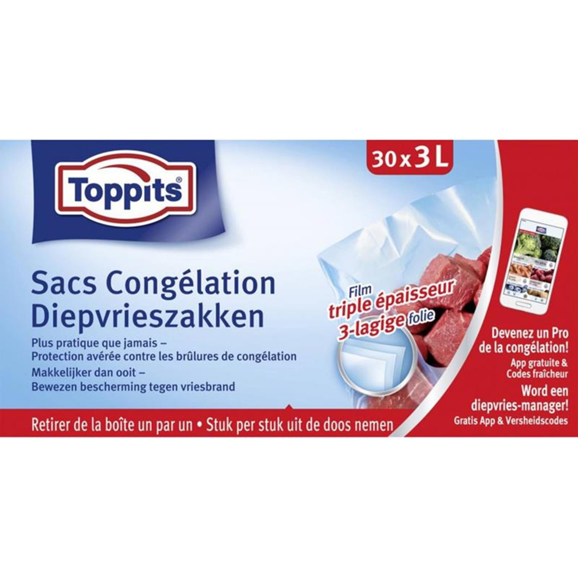 Toppits diepvrieszakken 3ltr 30 stuks