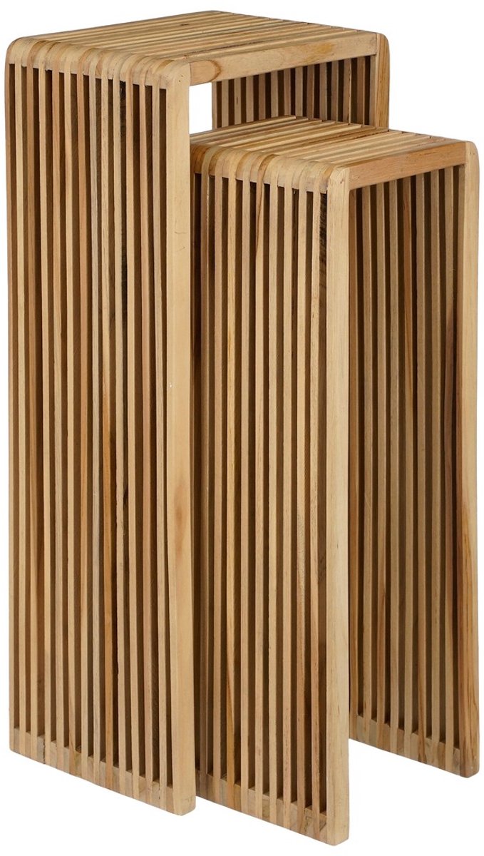 Mica decorations yonker plantentafel - set van 2 - l35 x b25 x h80 cm - gerecycled hout - bruin