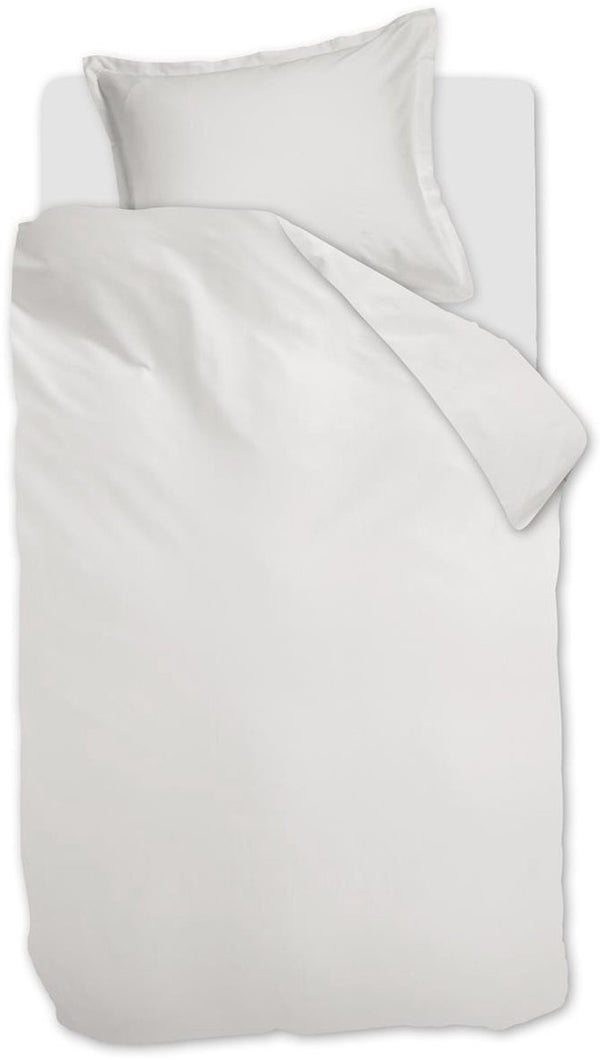 Ambiante satin uni dekbedovertrek - eenpersoons - 140x200 220 cm - wit