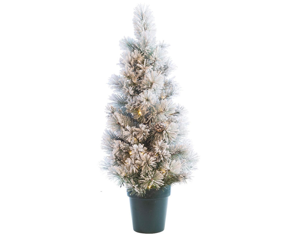 Everlands kerstboom vancouver besneeuwd in pot 120cm verlicht met 80led outdoor voor buiten