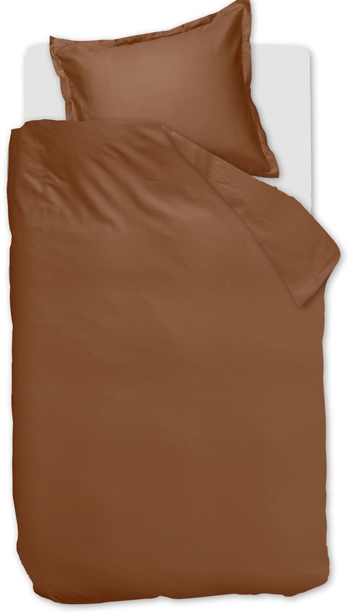 Ambiante satin uni dekbedovertrek - eenpersoons - 140x200 220 cm - bruin
