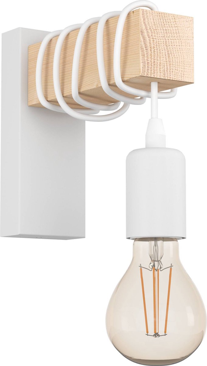 Eglo townshend wandlamp - e27 - 21,5 cm - hout - wit bruin - fsc hout