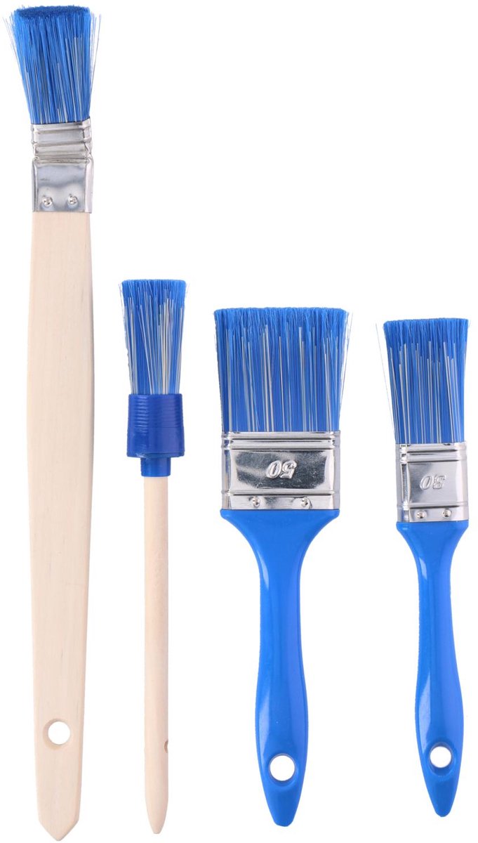 Kinzo universele kwasten set – 4 stuks – platte kwasten, ronde kwast en radiatorkwast – 25, 30 en 50 mm