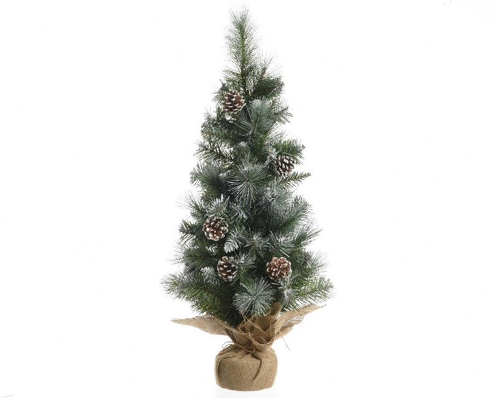 Everlands imperial pine mini kunstkerstboom 60cm met dennenappels en frosted look
