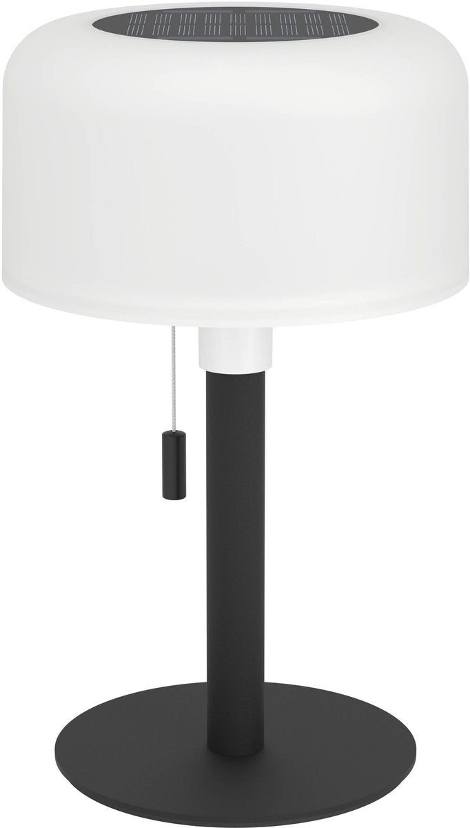 Eglo montapalma tafellamp binnen en buiten - oplaadbaar (tot 60 uur licht) - solar - 25 cm - zwart wit - warm wit licht en instelbaar rgb - draadloos - dimbaar