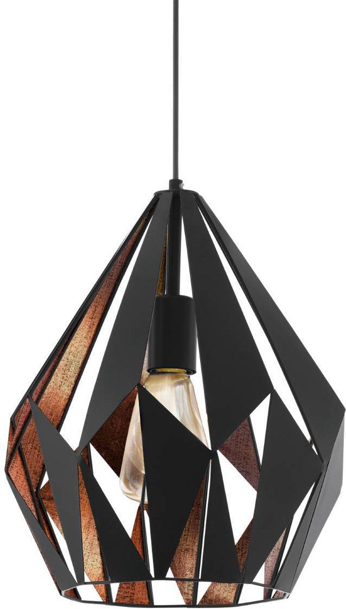 Eglo carlton 1 hanglamp - e27 - ø 31 cm - zwart koper