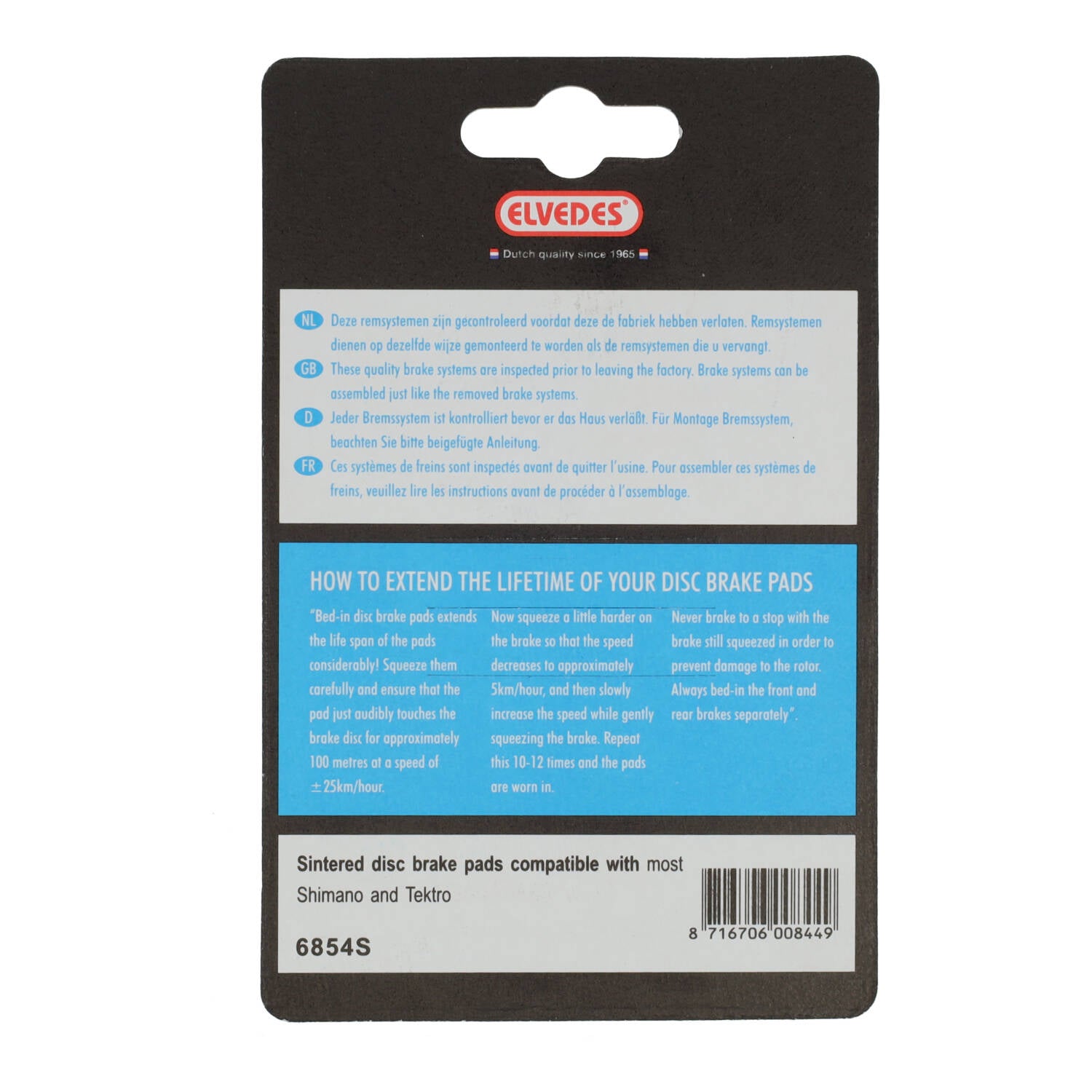 Disc Brake Pad Set Elvedes Shimano Tektro RST - Sintered (1 pair)