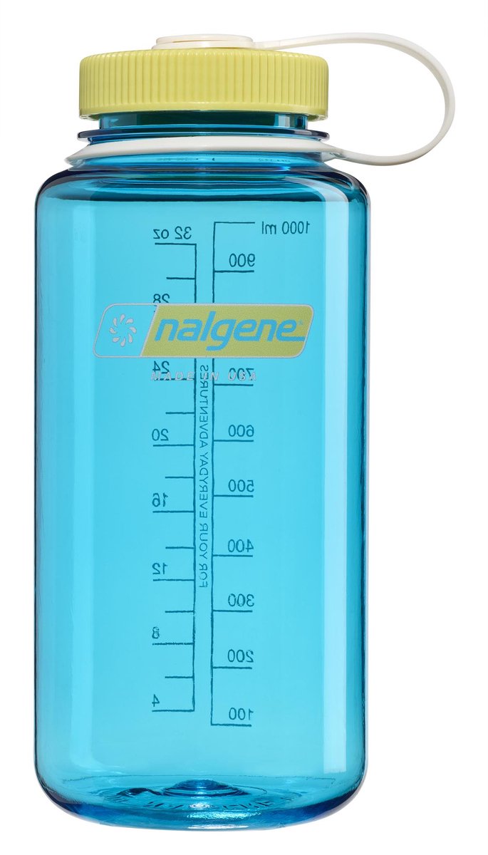 Nalgene - wide mouth bottle - drinkfles - waterfles - 1000ml - bpa free - sustain - blue atoll w endive nieuw