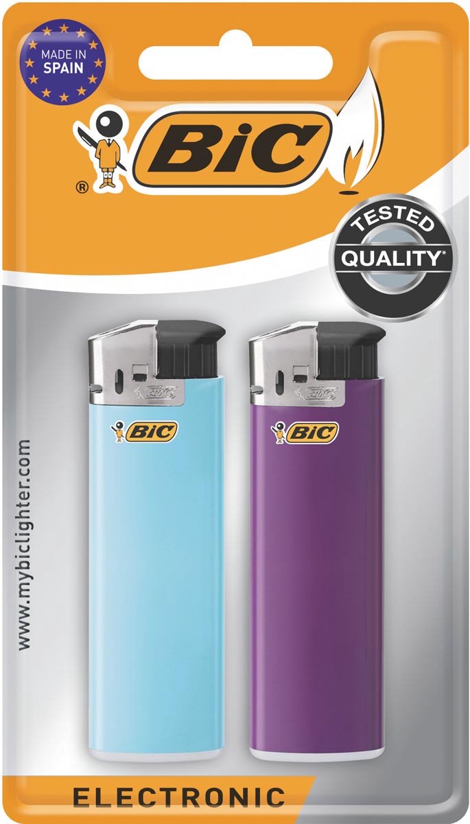 Bic maxi elektronische aanstekers, geassorteerde kleuren, 2 stuks