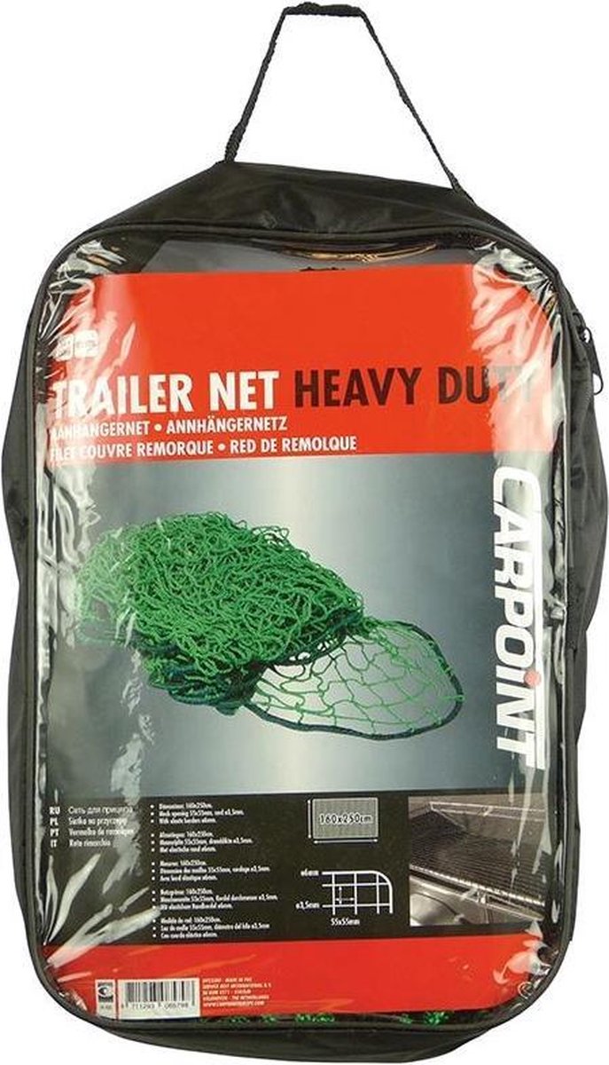 Carpoint aanhangernet 160x250 cm – elastische rand 6 mm – polyester 3,5 mm – voor veilige lading