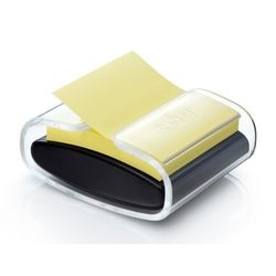 Set notitieblok dispenser zwart 1x super sticky z-notes geel