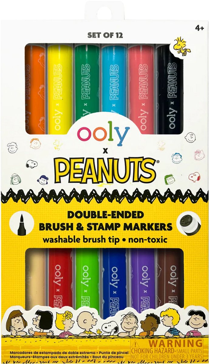 Ooly - x peanuts - snoopy dubbelzijdige stiften en stempels - 12 stuks