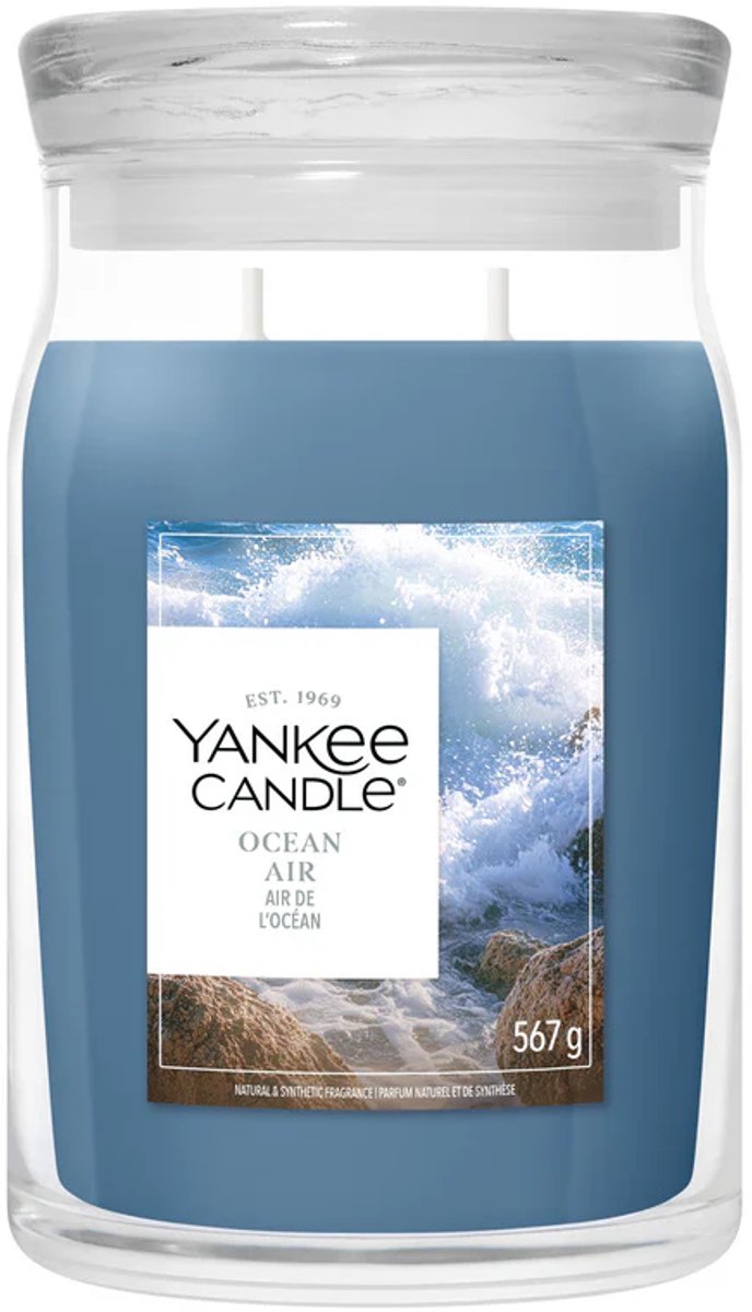 Yankee candle - ocean air large jar geurkaars - 90 branduren - twee lonten