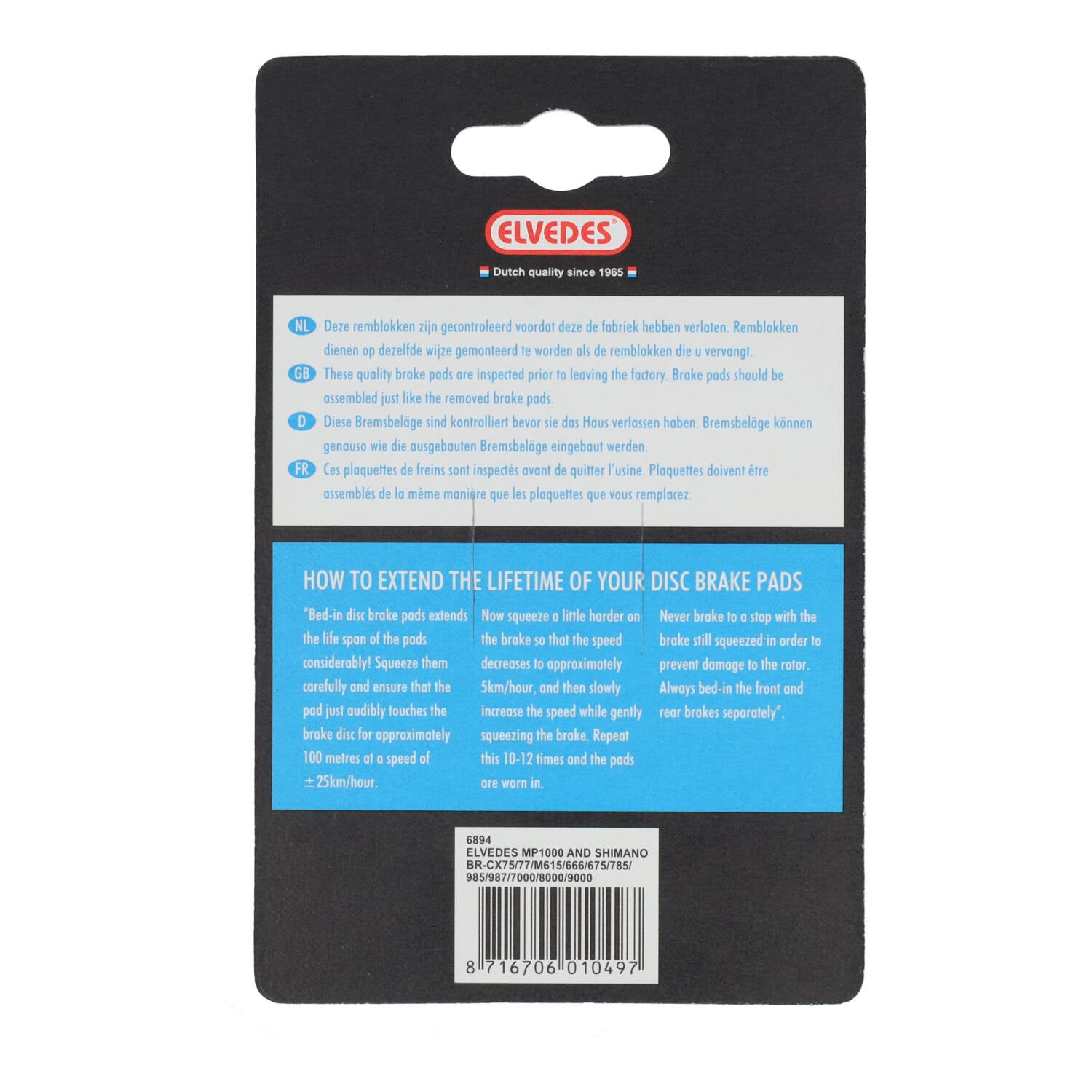 Schijfremblokset Elvedes organisch Shimano BR-M666, M785, M985, M988, R785, RS785 (1 paar)