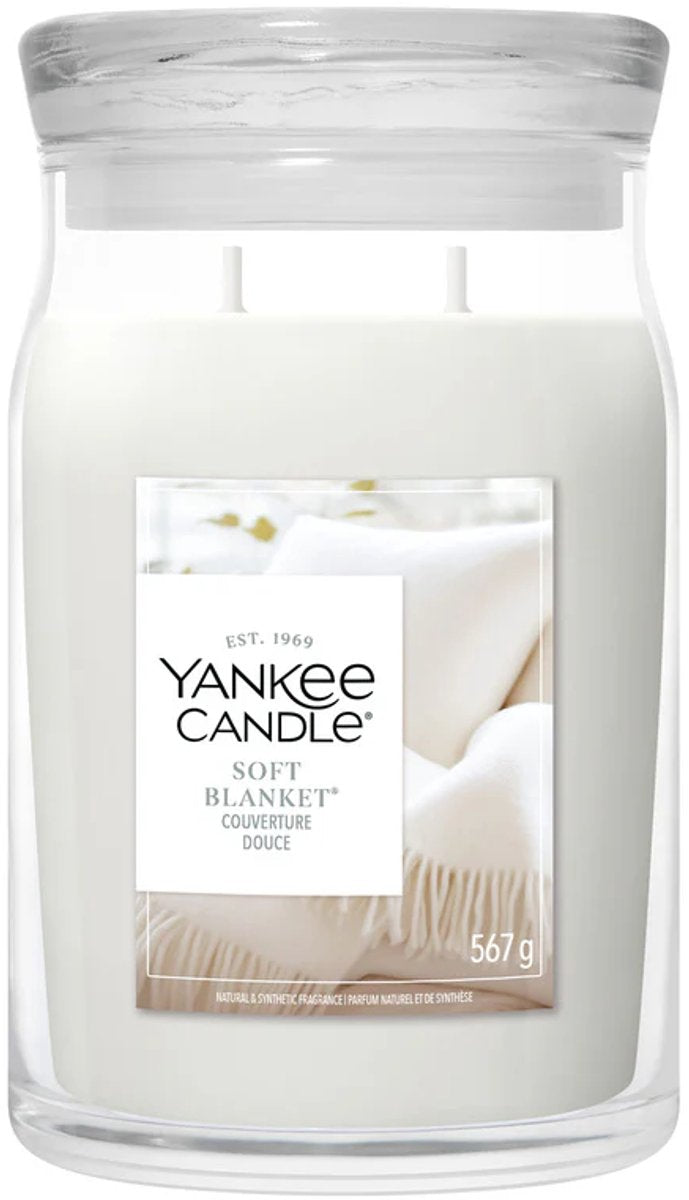 Yankee candle - soft blanket large jar geurkaars - 90 branduren - twee lonten
