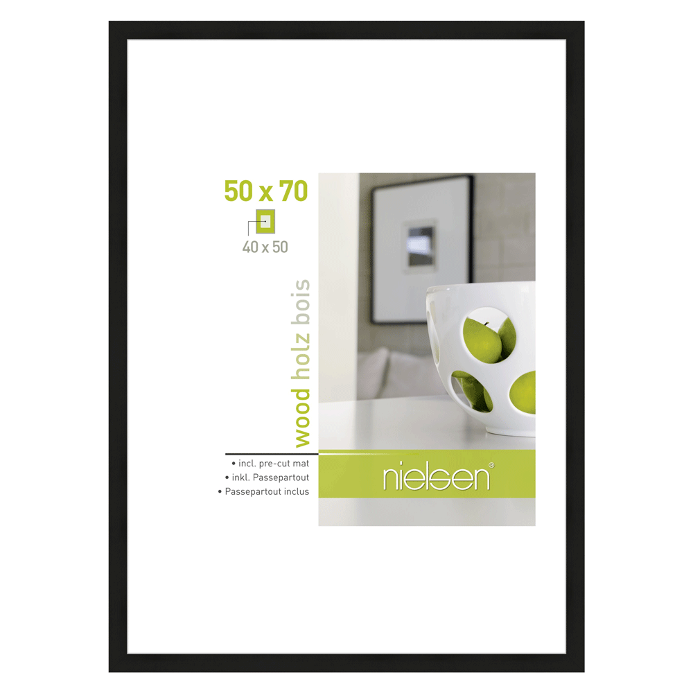 Nielsen design nielsen fotolijst 8988031 apollon zwart 50x70 40x50 cm