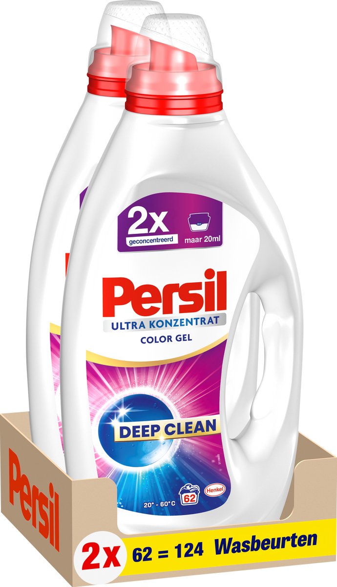 Persil ultra concentrated color gel - vloeibaar wasmiddel - gekleurde was - 124 wasbeurten - duo grootverpakking