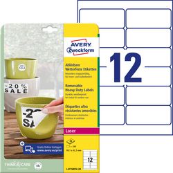 Weerbestendige labels avery l4776rev-20 wit 240 stuks