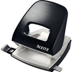 Leitz style metalen kantoor perforator - perforeert tot 30 vel - voor mappen en ringbanden - ideaal voor thuiskantoor - satijn zwart
