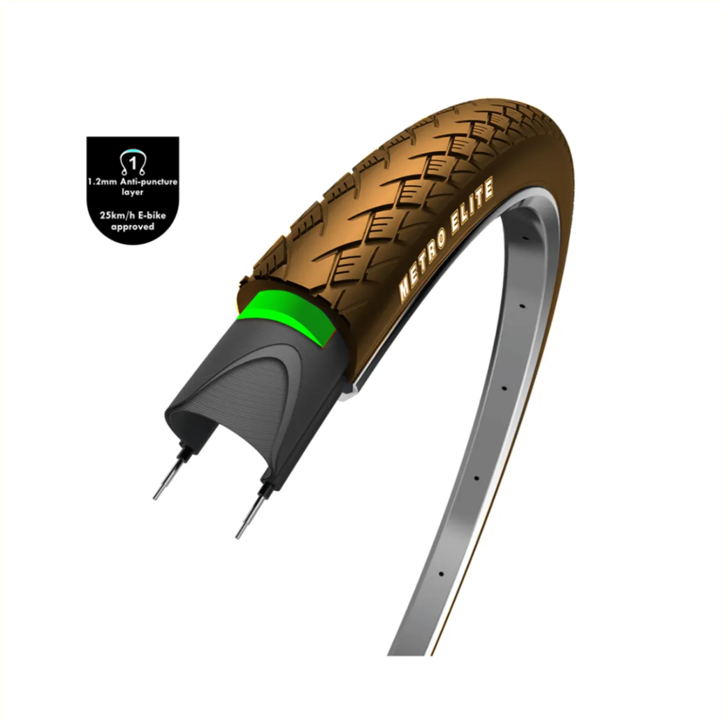Wolff metro elite (1mm anti leklaag), bruin met reflectie, 28x1,75, etrto 47-622