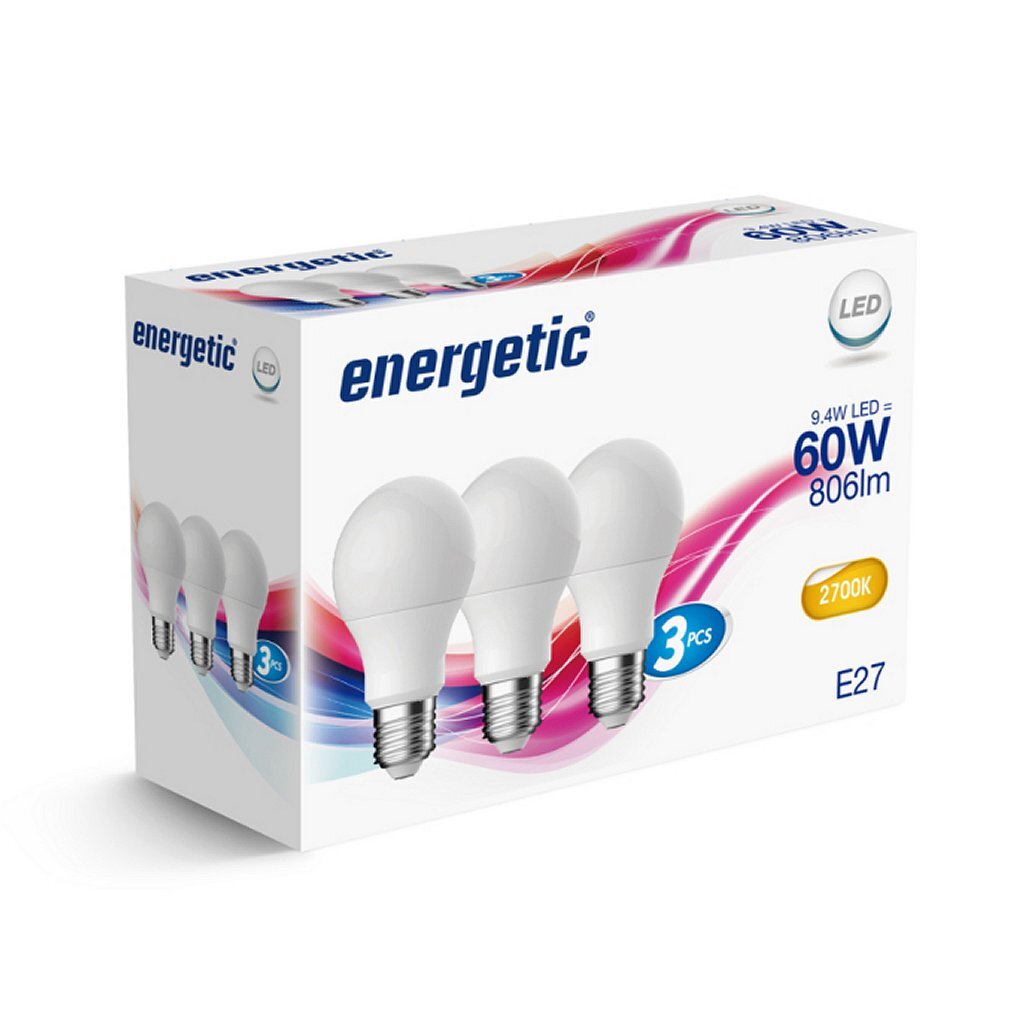 Energetische led bol lampen e27 60w 3 stuks