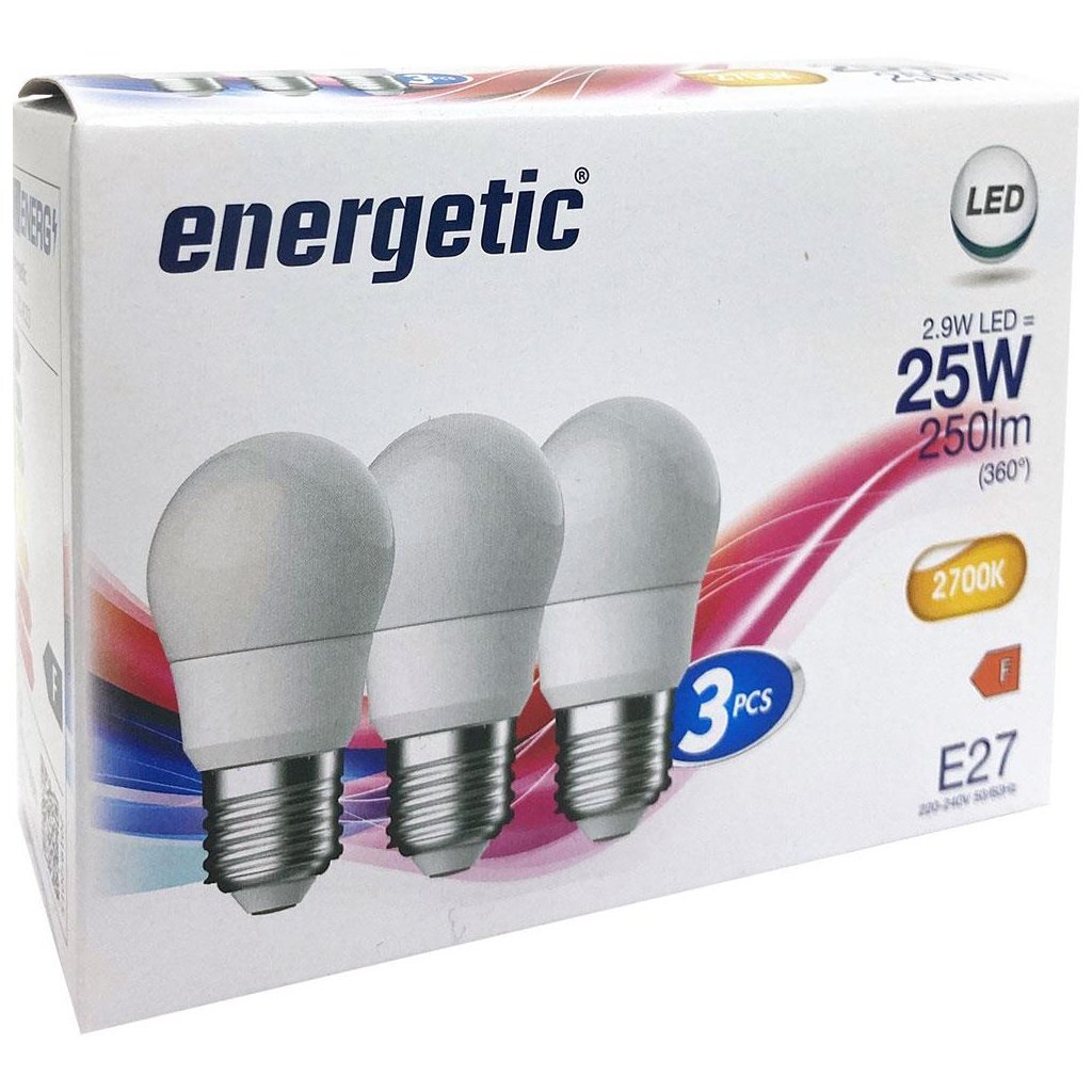 Energetische led lampen kogel e27 25w mat wit 3 stuks
