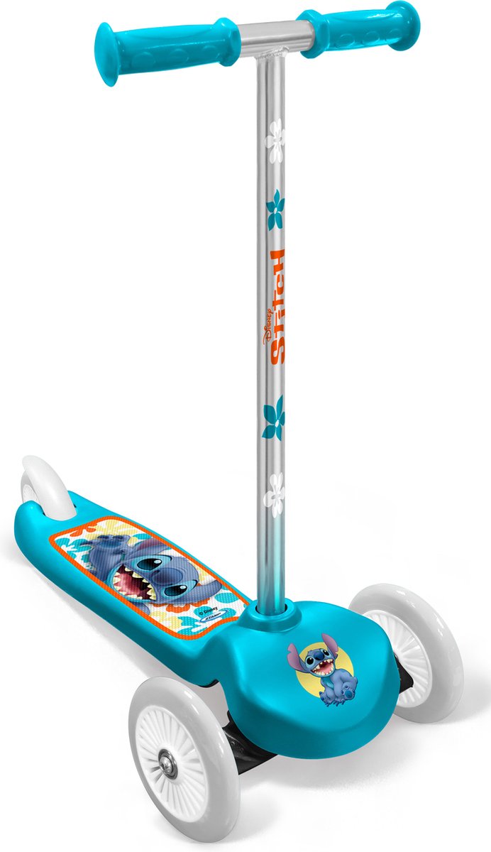 Disney 3-wiel kinderstep stitch - blauw - aluminium - voetrem.