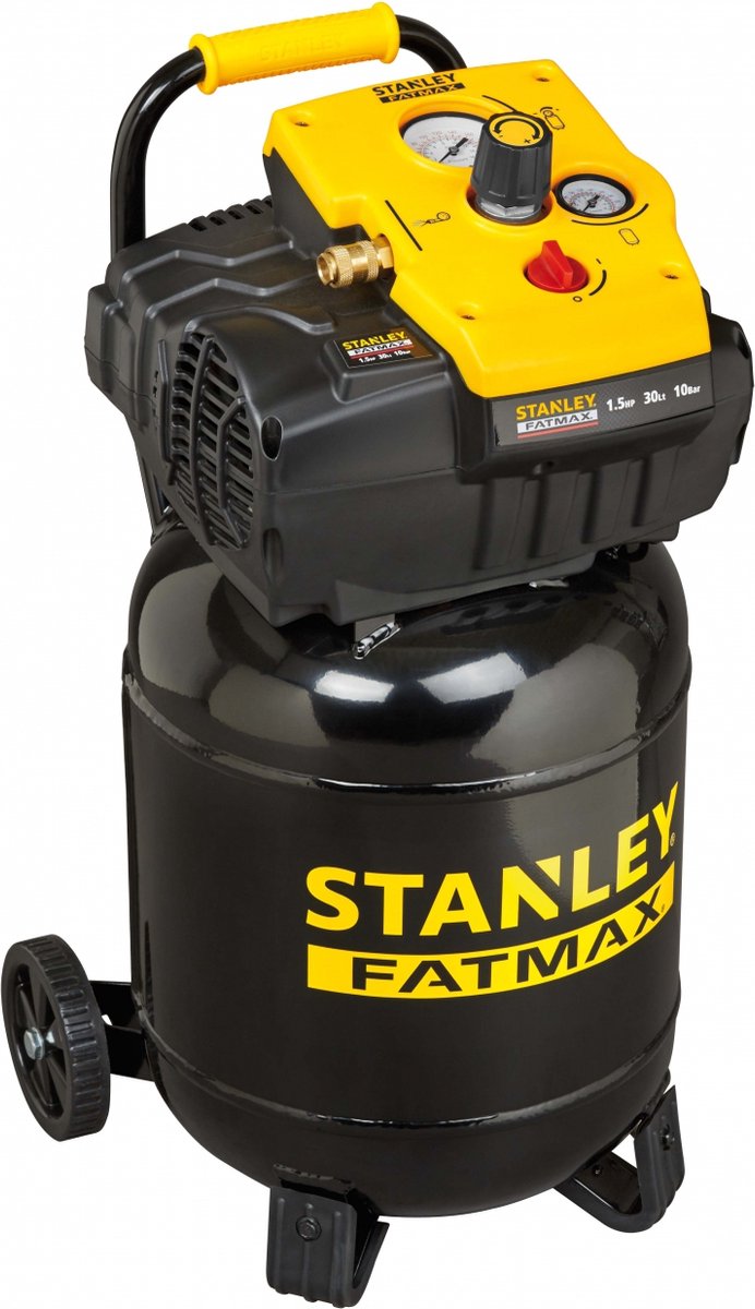 Stanley compressor tab 200 10 30vw fm - luchtcompressor 10bar - 30l - 180l min - olievrij - met handvat en wielen - zwart