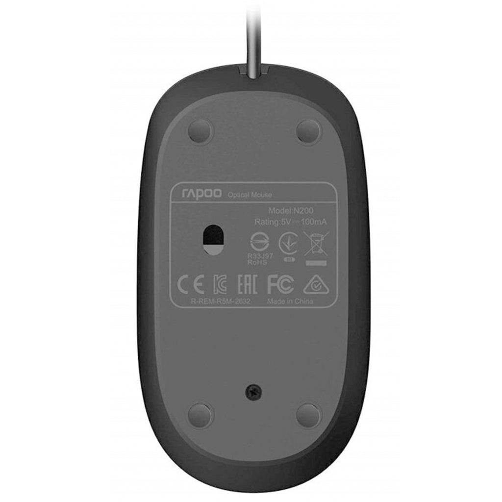 Rapoo muis bedraad zwart n200