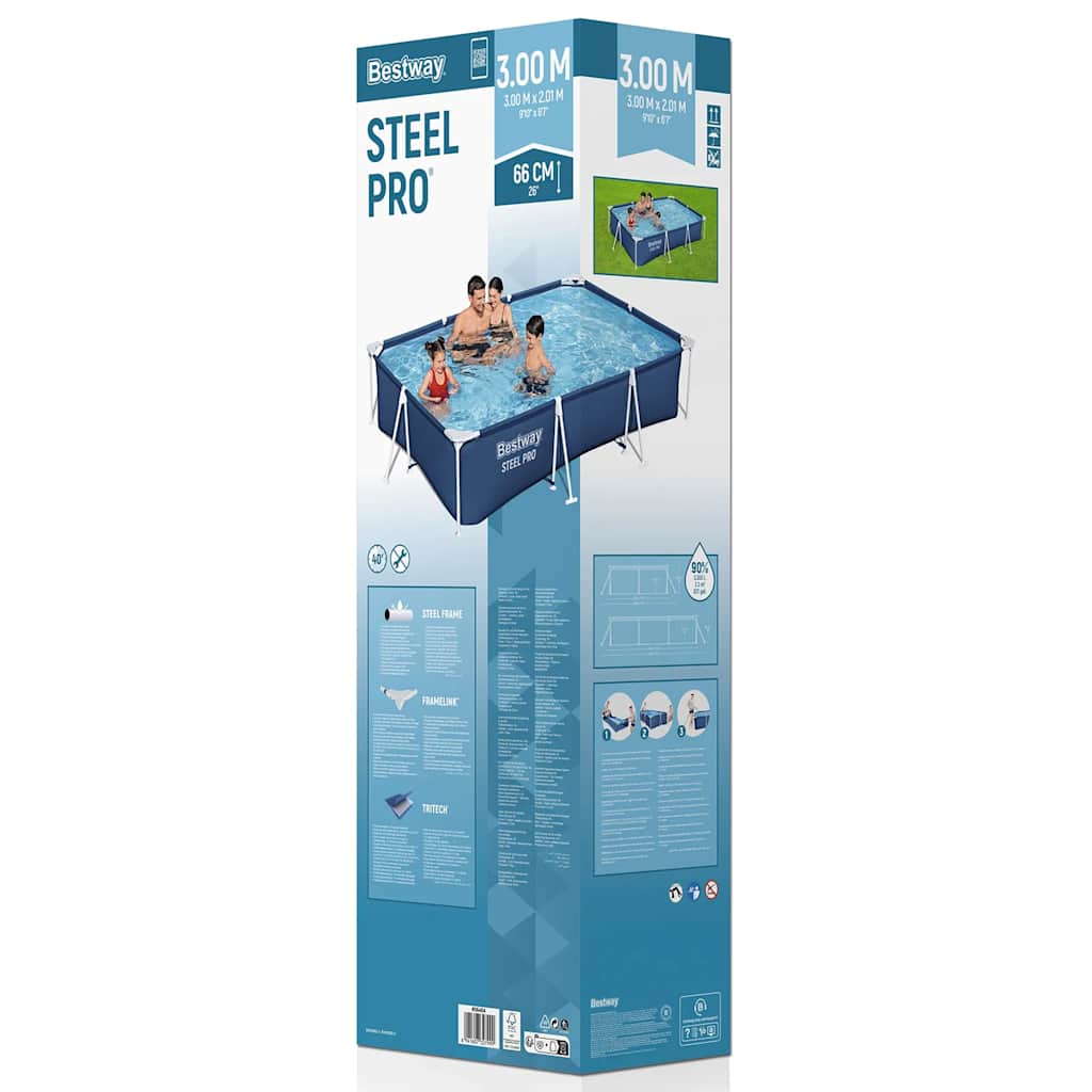 Bestway zwembad staal pro rechthoek 300