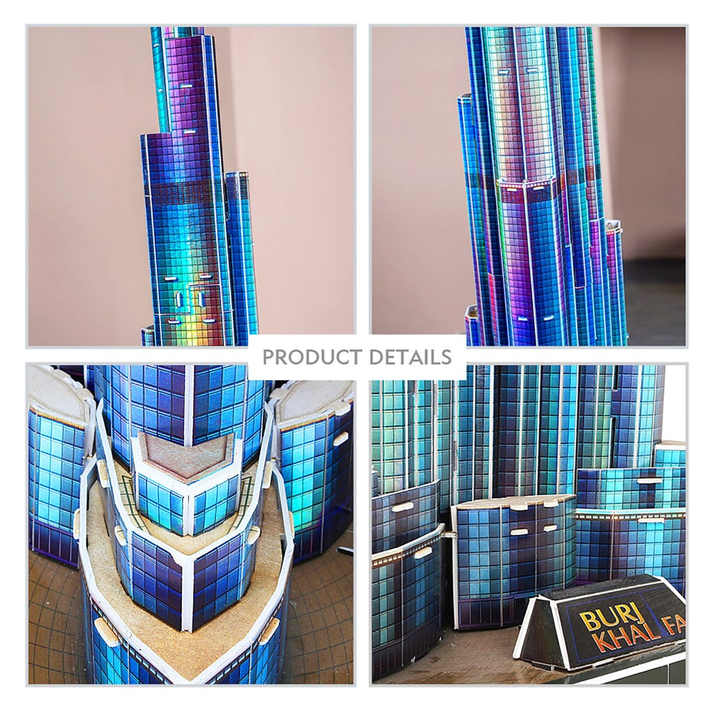 Kubieke leuke 3D-puzzel burj khalifa met led-verlichting