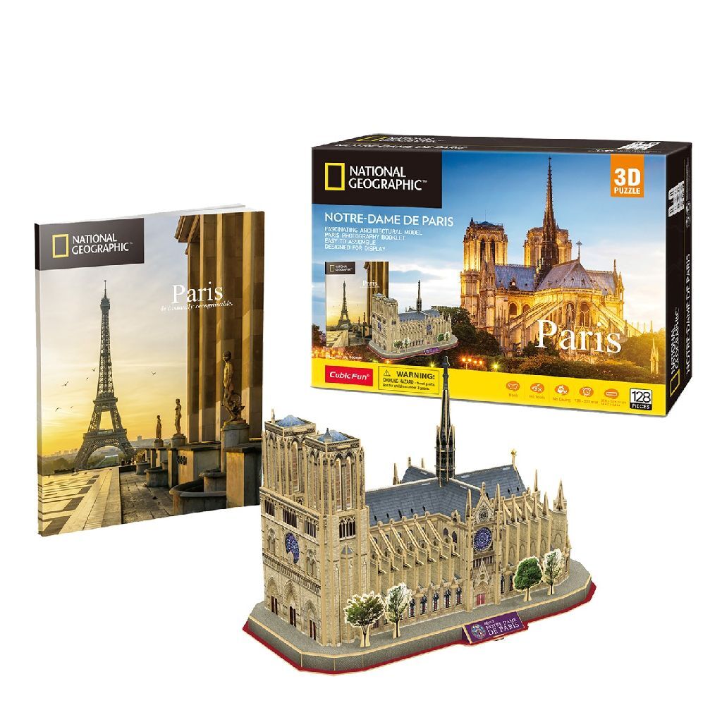 Kubieke leuke 3D-puzzel National Geographic Notre Dam Parijs