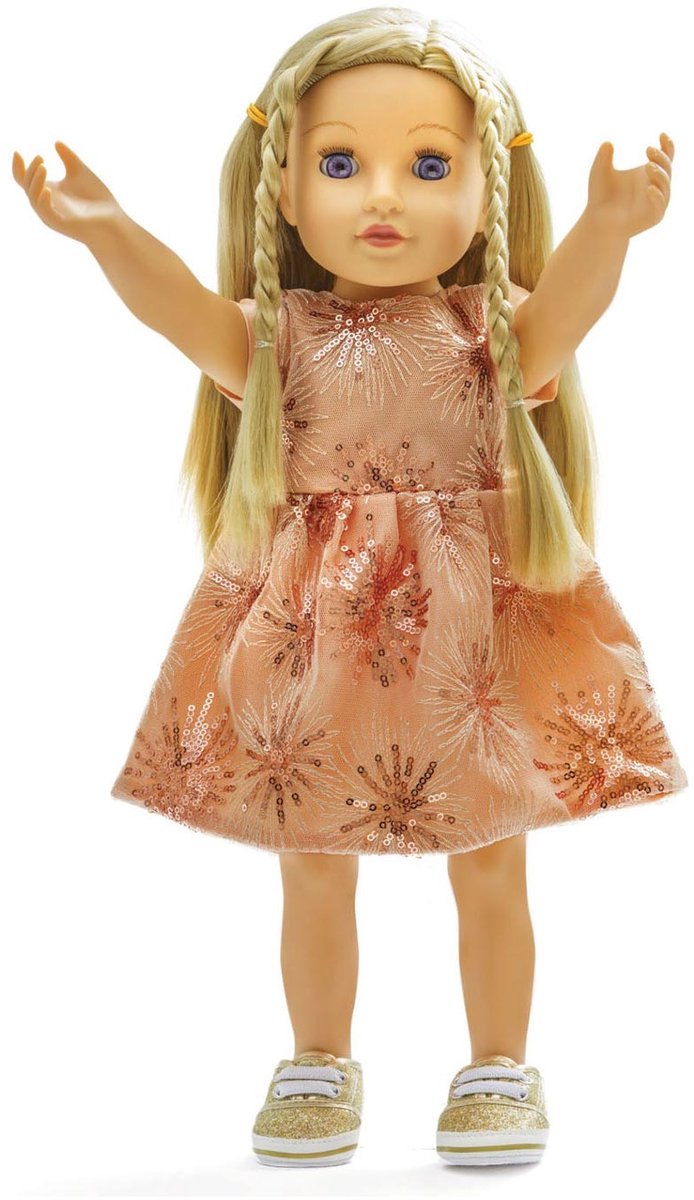 Heless poppenjurk glitterjurk rosegoud 28-35 cm poppen kleding.