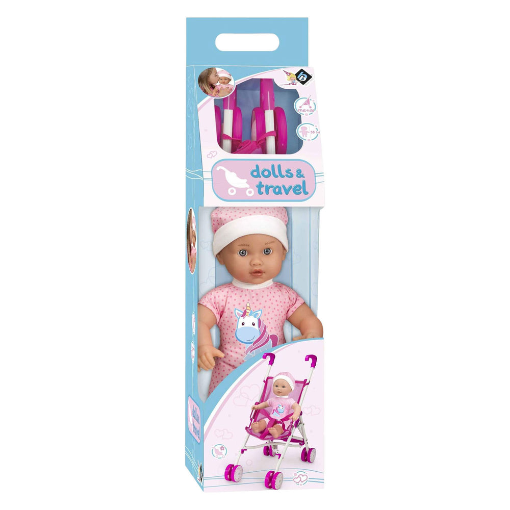 Babypop met buggy - 35cm