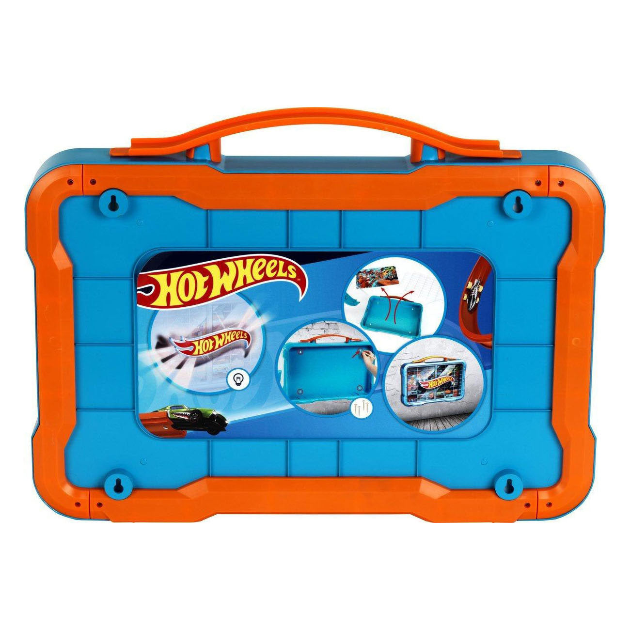 Klein toys hot wheels - verzamelkoffer - vitrine - geschikt voor 54 auto's - blauw oranje