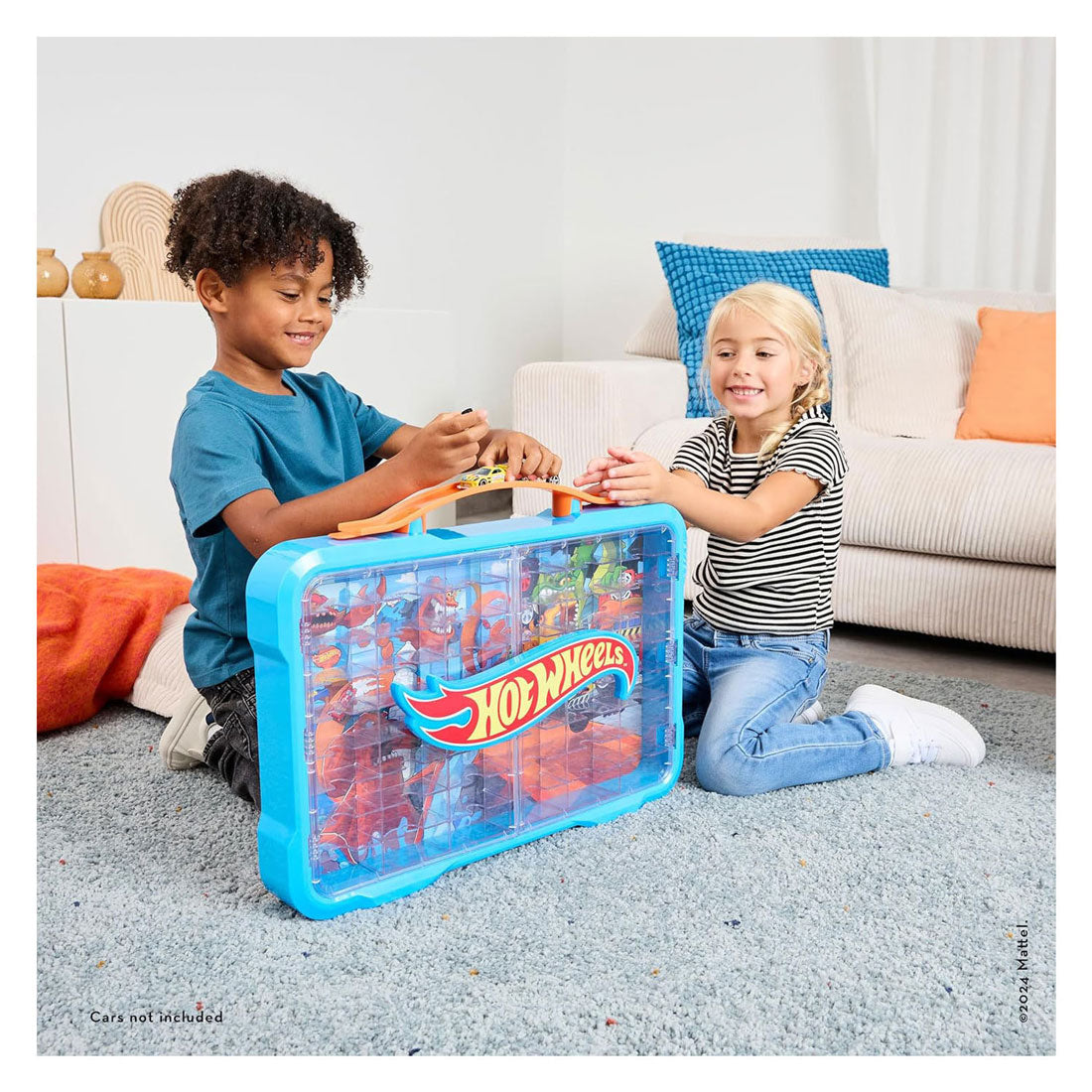 Klein toys hot wheels - verzamelkoffer - vitrine - geschikt voor 54 auto's - blauw oranje