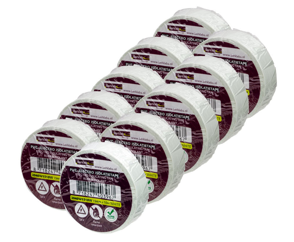 Berkleba tape pvc 15x10mt wit rol ds a 10