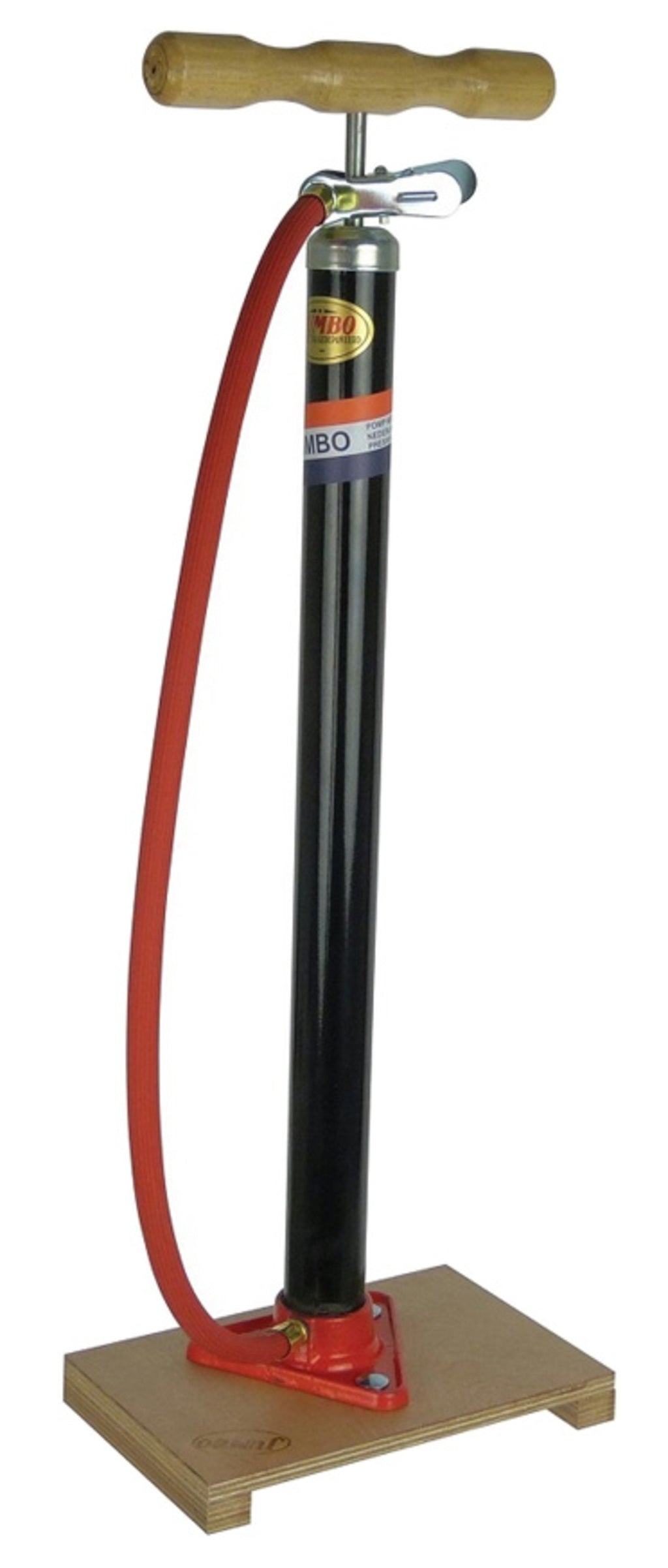 Pompe à pied Jumbo avec tuyau et emballage rétractable en planche de bois